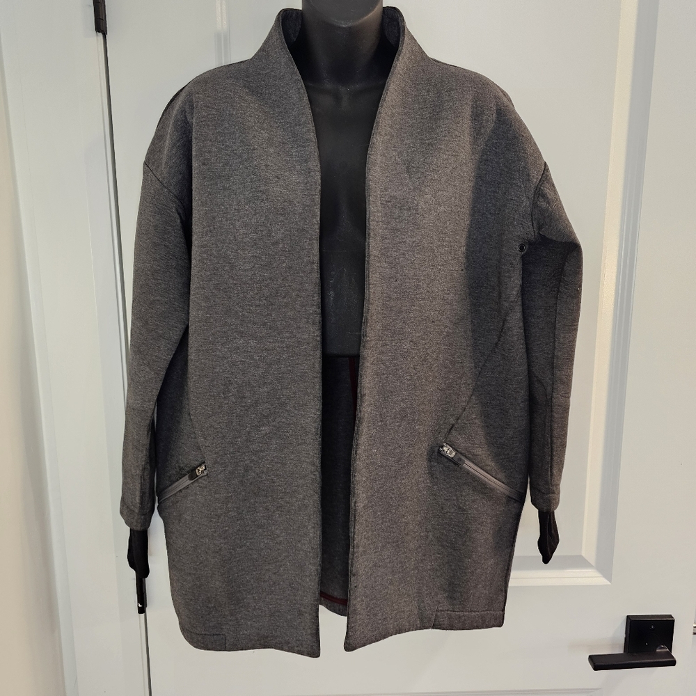 [MPG]Granville Cocoon Jacket Cotton Blend Open Front Cardigan "Grey Marl" Medium